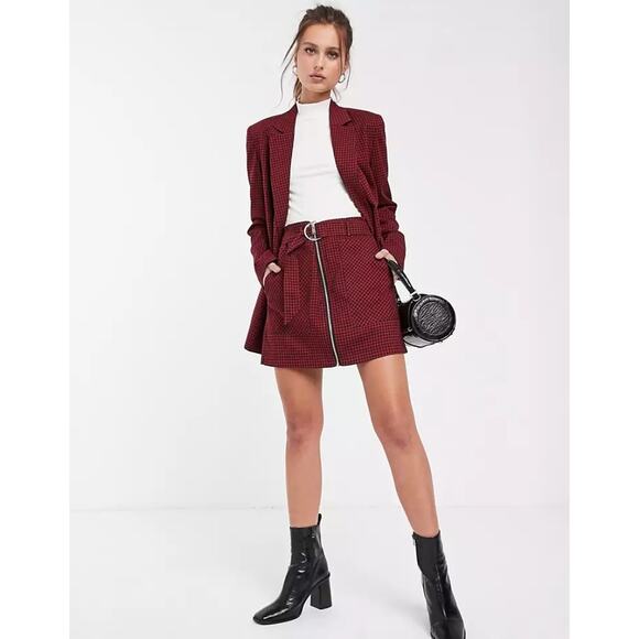 American Eagle & Stradivarius Stripe Raglan Tee & Check Skirt Bundle Size M 6 - Picture 3 of 12